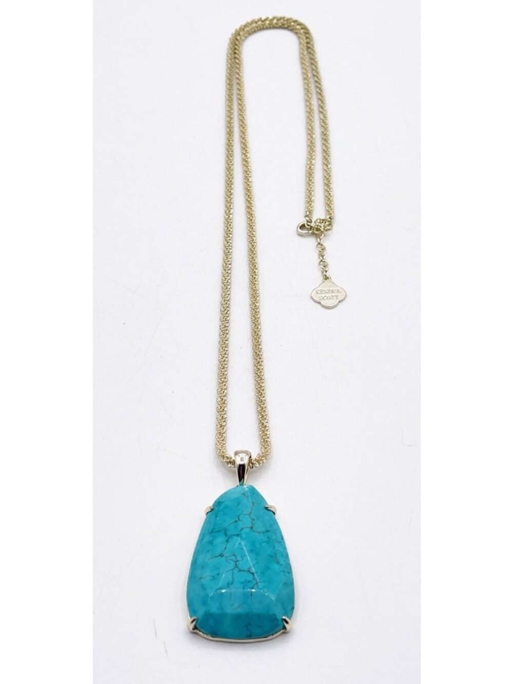 Kendra Scott Sandra Gold Tone Statement Pendant Necklace In Turquoise Magnesite